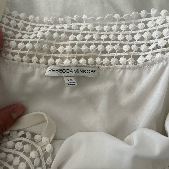 Rebecca Minkoff Chic White Lace Blouse Off the Shoulder SILK - Picture 5 of 7